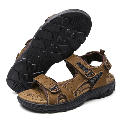 🌴Summer Sale🎁--49% OFF 🎉 Men Outdoor Casual Cowhide Leather Comfy Non-Slip Beach Sandals-caipcmall