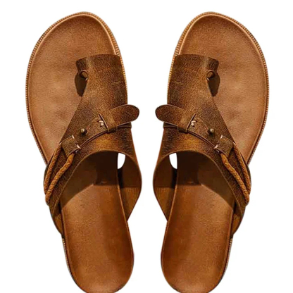 Genuine Leather Summer Ladies Orthopedic Casual Toe Separation Slippers With Arch Support