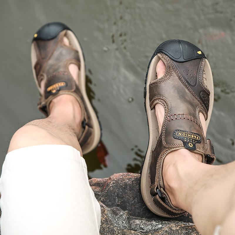 Men's Summer Breathable Leather Casual Outdoor Beach Sandals-caipcmall