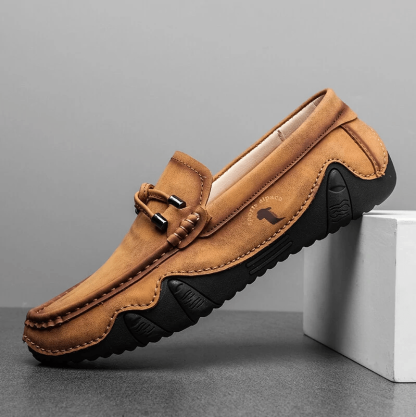 🎉 Mens Genuine Leather Breathable Soft Sole Casual Slip On Loafers