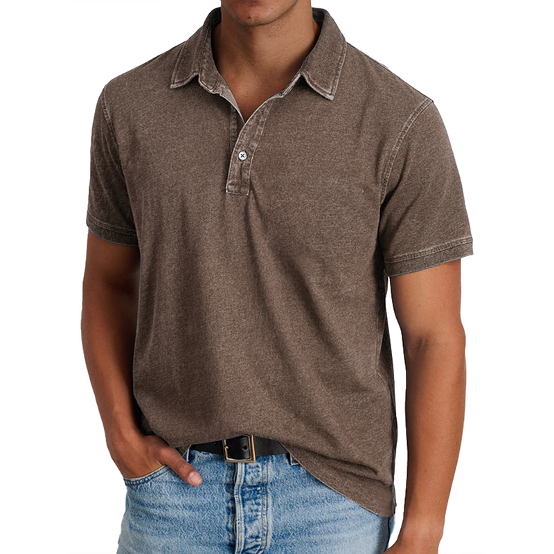 MARCO LUCA | Fashion solid color retro short-sleeved lapel polo shirt
