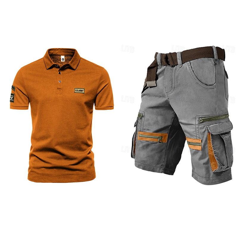 Men's outdoor multi-pocket short work suit