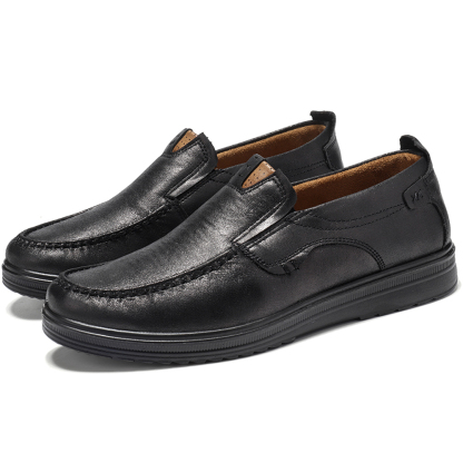 Mens Soft Insole Casual Comfortable Leather Slip On Loafers-caipcmall