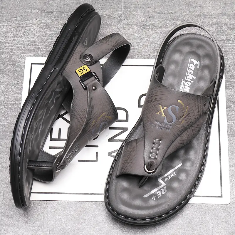 🔥LAST DAY 50% OFF - Men's Large Size Soft Leather Breathable Outdoor Beach Sandals Slippers-caipcmall