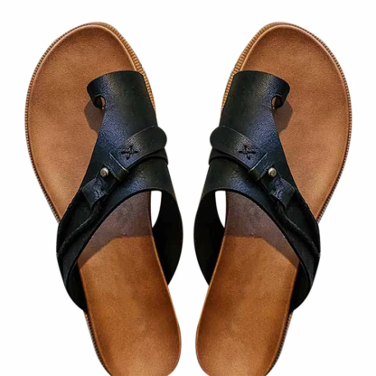 Genuine Leather Summer Ladies Orthopedic Casual Toe Separation Slippers With Arch Support