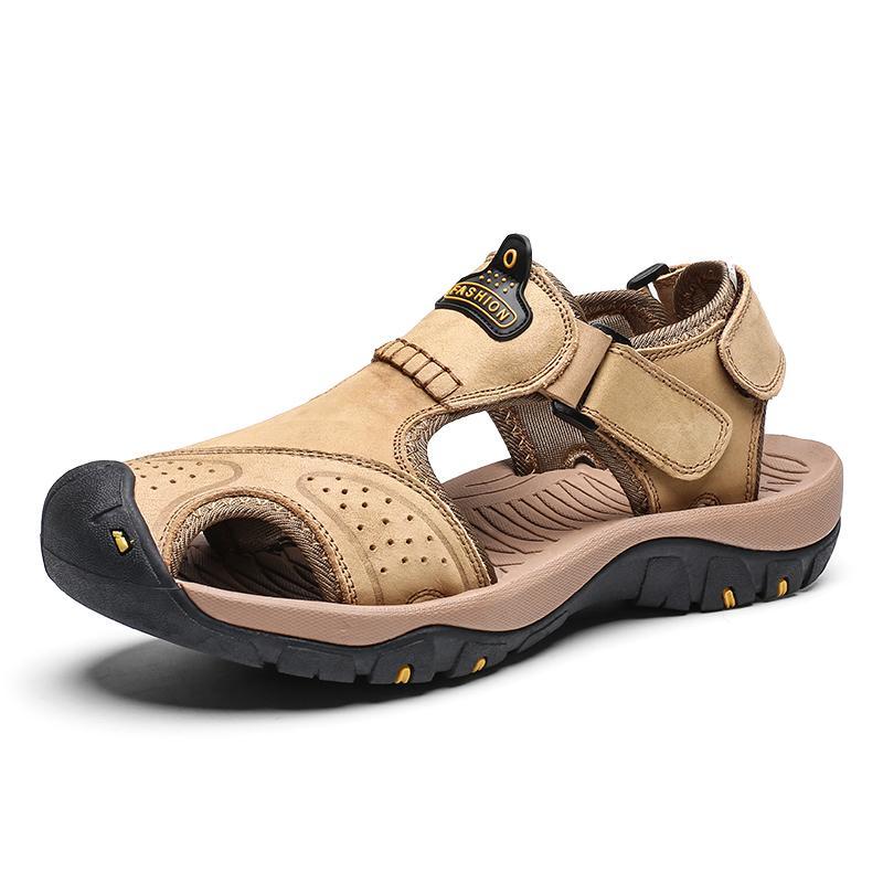 Men's Summer Breathable Leather Casual Outdoor Beach Sandals-caipcmall