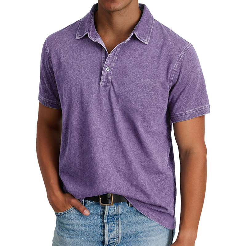 MARCO LUCA | Fashion solid color retro short-sleeved lapel polo shirt
