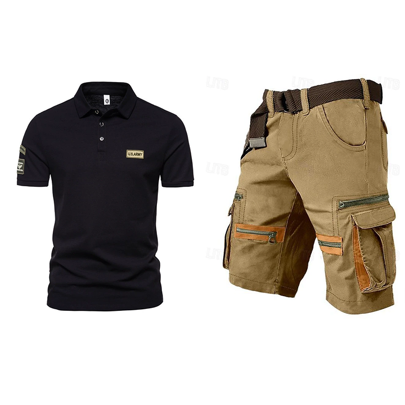 Men's outdoor multi-pocket short work suit