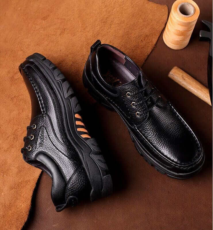 Mens Waterproof Non Slip Soft Sole Casual Genuine Leather Oxfords-caipcmall