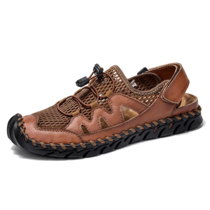 Men's Summer Outdoor Hand Stitching Breathable Mesh Casual Soft Sandals-caipcmall