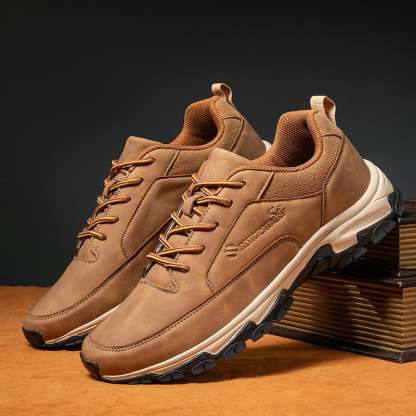 MEN'S COMFORTABLE GENUINE LEATHER SNEAKERS WITH ARCH SUPPORT AND SHOCK ABSORPTION-caipcmall