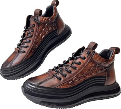 Men's Crocodile Print Height Lifting Non-Slip Casual Sneakers-caipcmall