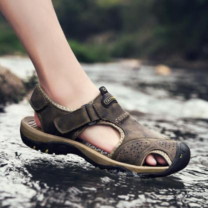 Men's Summer Breathable Leather Casual Outdoor Beach Sandals-caipcmall