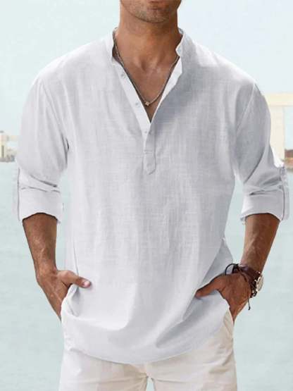 🔥 Men's Cotton Linen Casual Long Sleeve Shirt