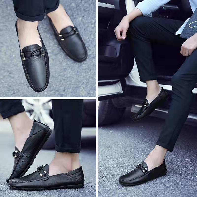 Genuine Leather Comfy Casual Business Slip On Loafer Moccasins Shoes-caipcmall