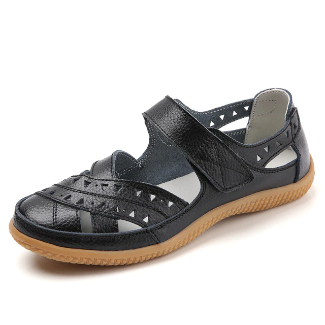 Alegria Women's Flat Leather Loafer Black Shoes