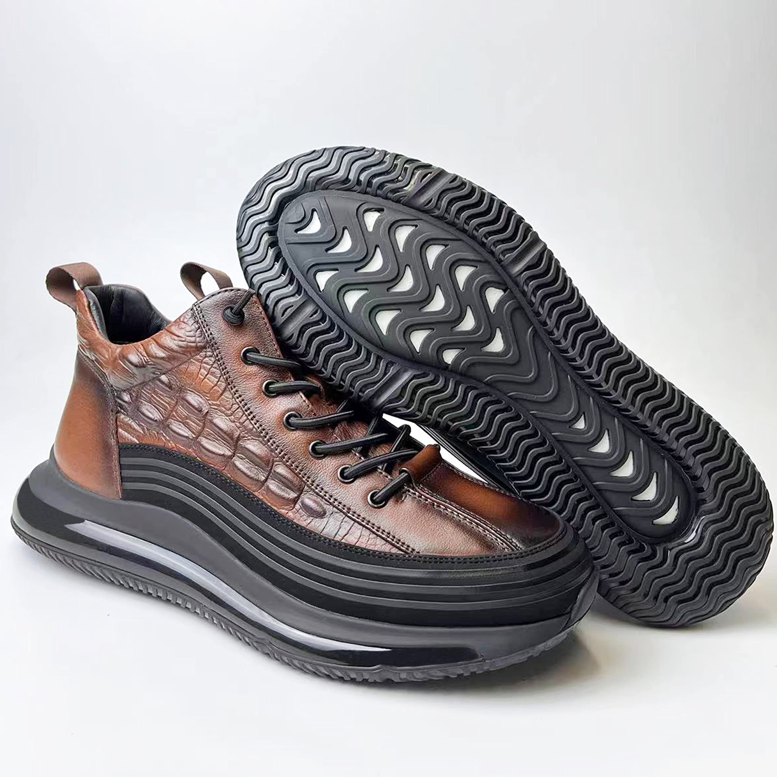 Men's Crocodile Print Height Lifting Non-Slip Casual Sneakers-caipcmall