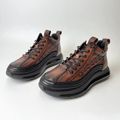 Men's Crocodile Print Height Lifting Non-Slip Casual Sneakers-caipcmall