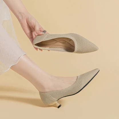 Orthoture's Casual Knit Kitten Heel Pumps for Women-caipcmall
