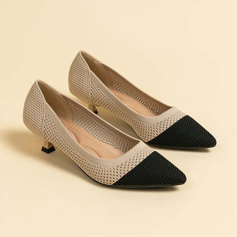 Orthoture's Casual Knit Kitten Heel Pumps for Women-caipcmall