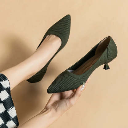 Orthoture's Casual Knit Kitten Heel Pumps for Women-caipcmall