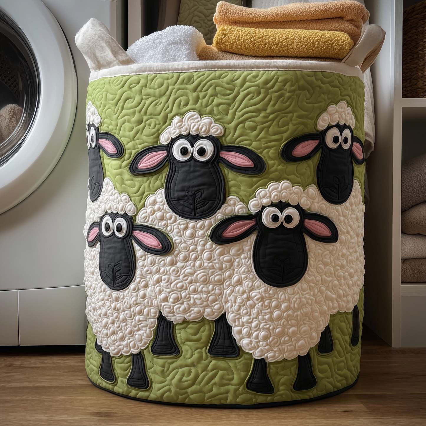 Whimsy Lambs Quilted Laundry Basket GFTONT2742