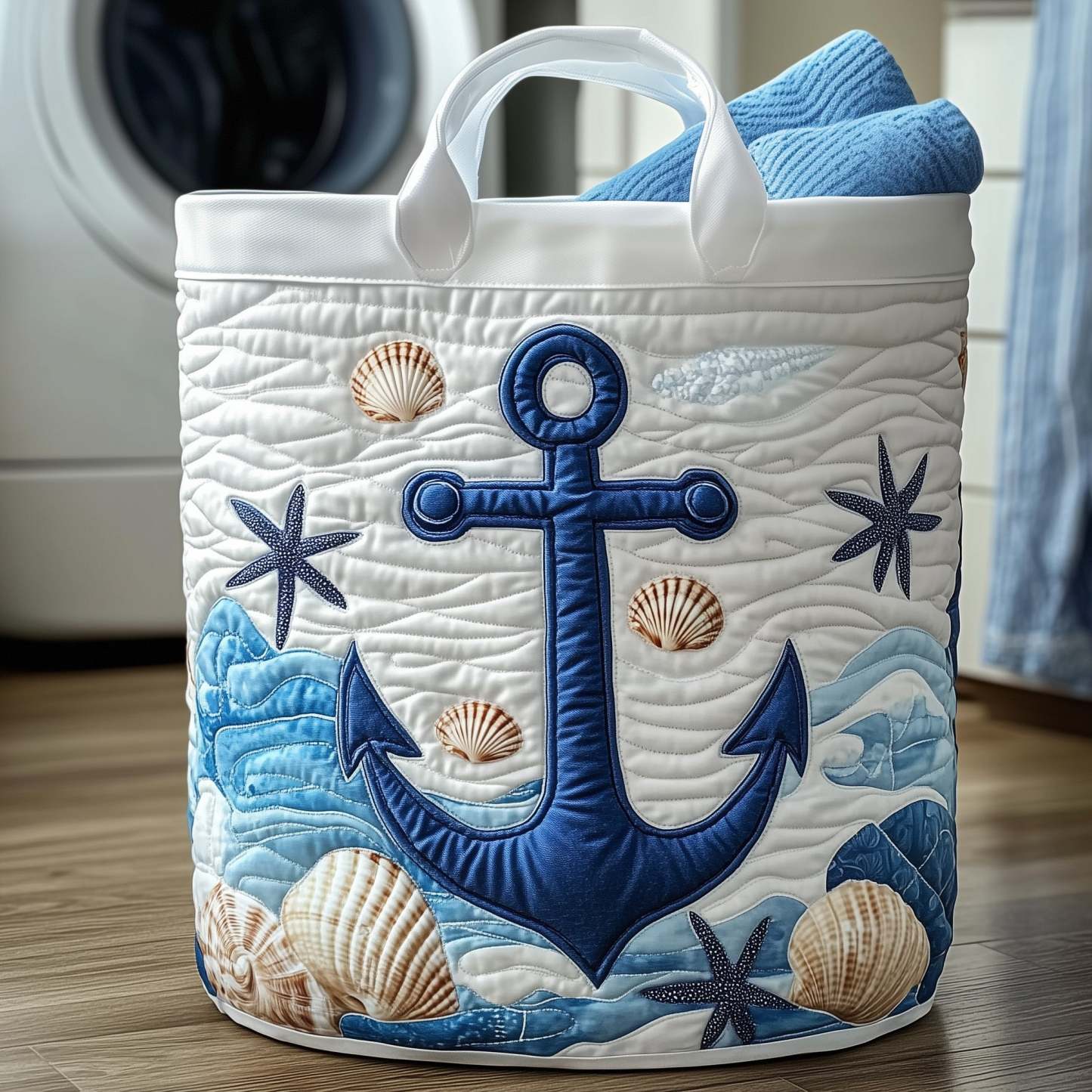 Nautical Anchor Quilted Laundry Basket GFTONT3146