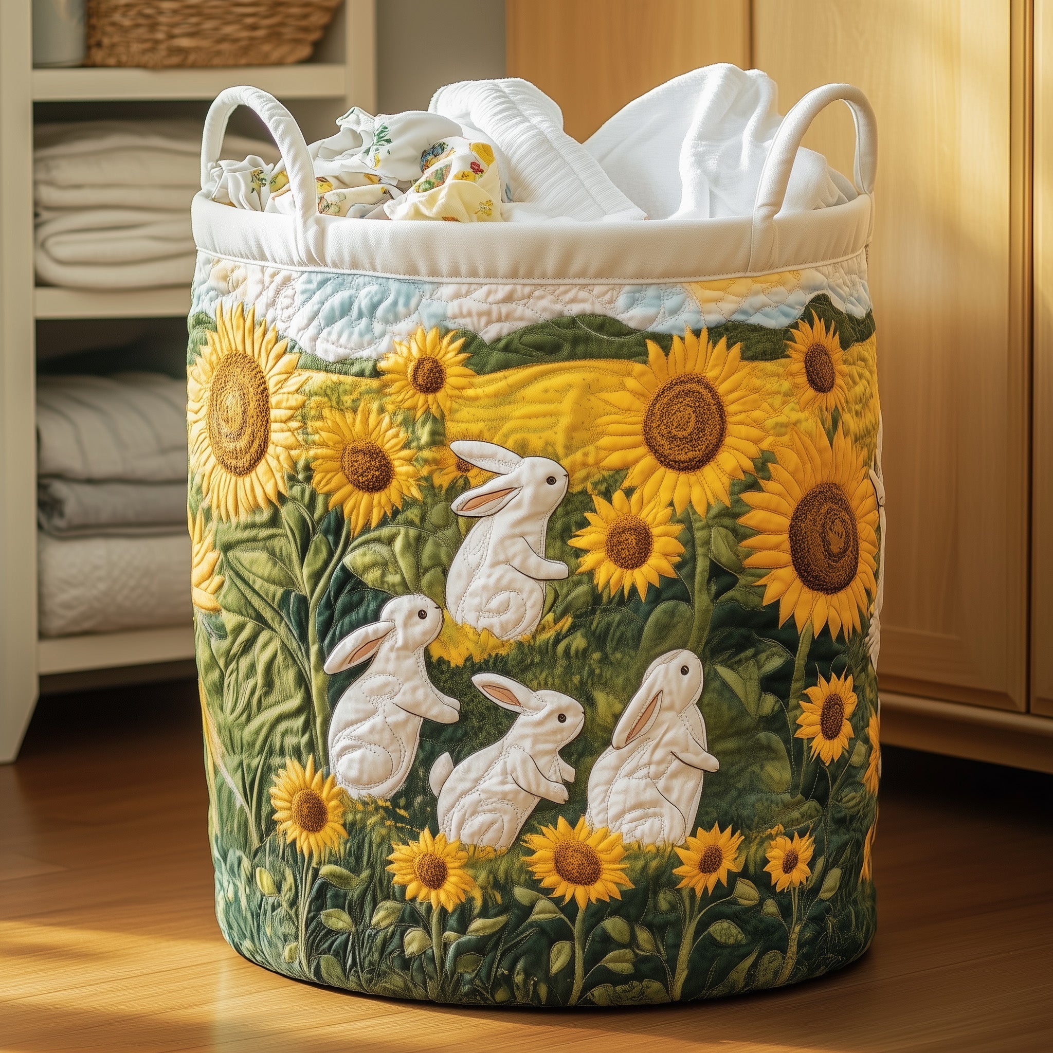 Joyful Bunnies Quilted Laundry Basket GFTONT3639