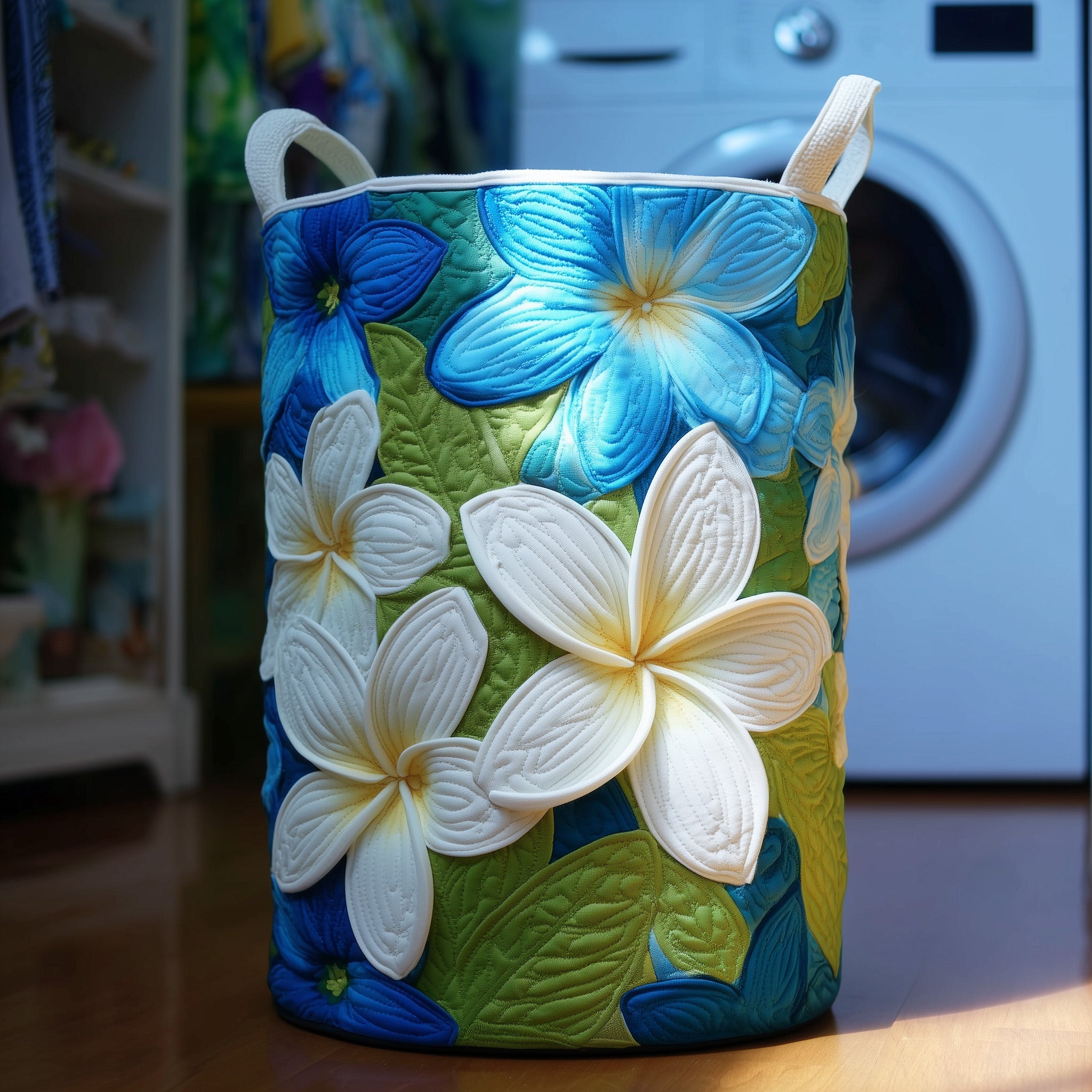 Plumeria Serenity Quilted Laundry Basket GFTOTG311