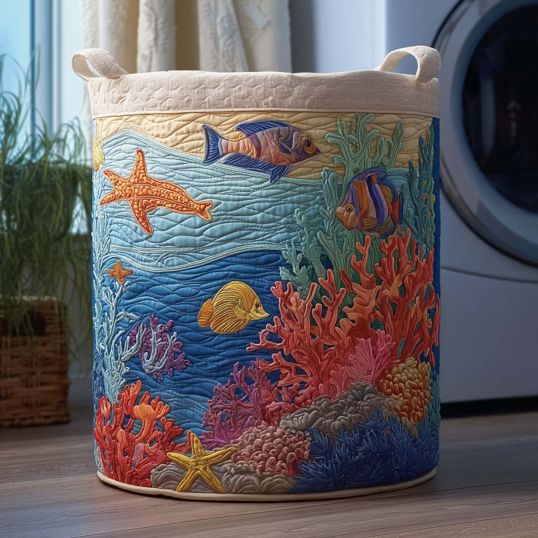 Beautiful Ocean Quilted Laundry Basket GFTOXM146