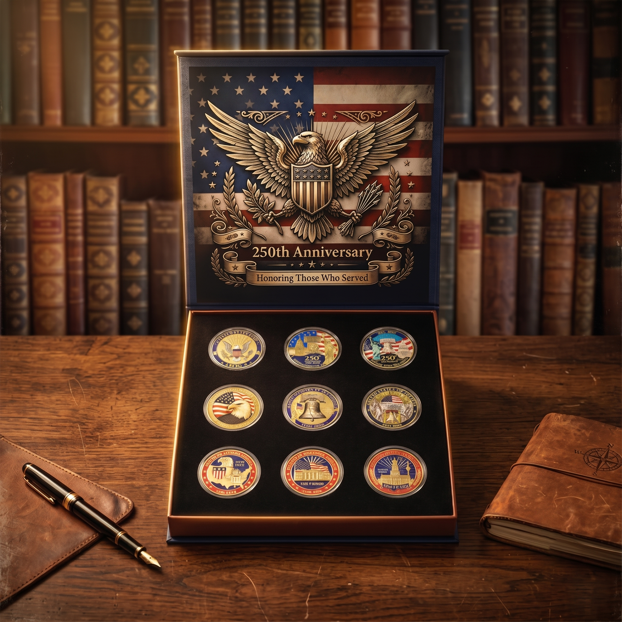 🔥LAST DAY 50% OFF✨9PCS USA 250th Anniversary Commemorative Coin Gift Set