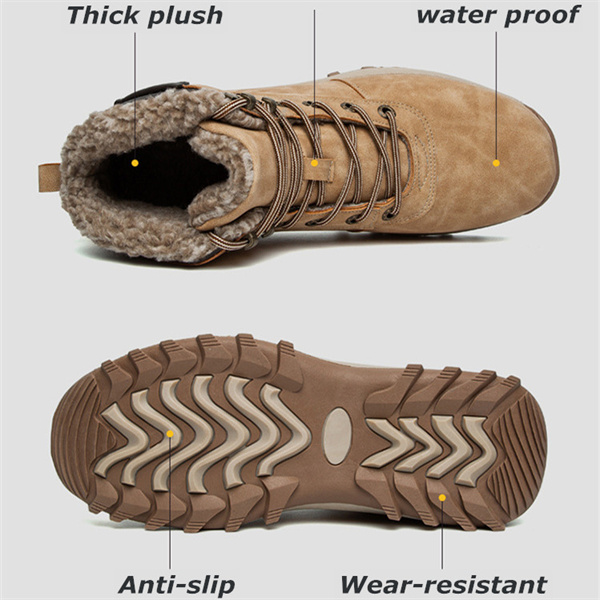 Mens Handmade Leather Mountaineering Outdoor Anti-ski Boots-caipcmall