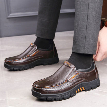 Mens Genuine Leather Waterproof Non-slip Soft Insole Casual Shoes-caipcmall