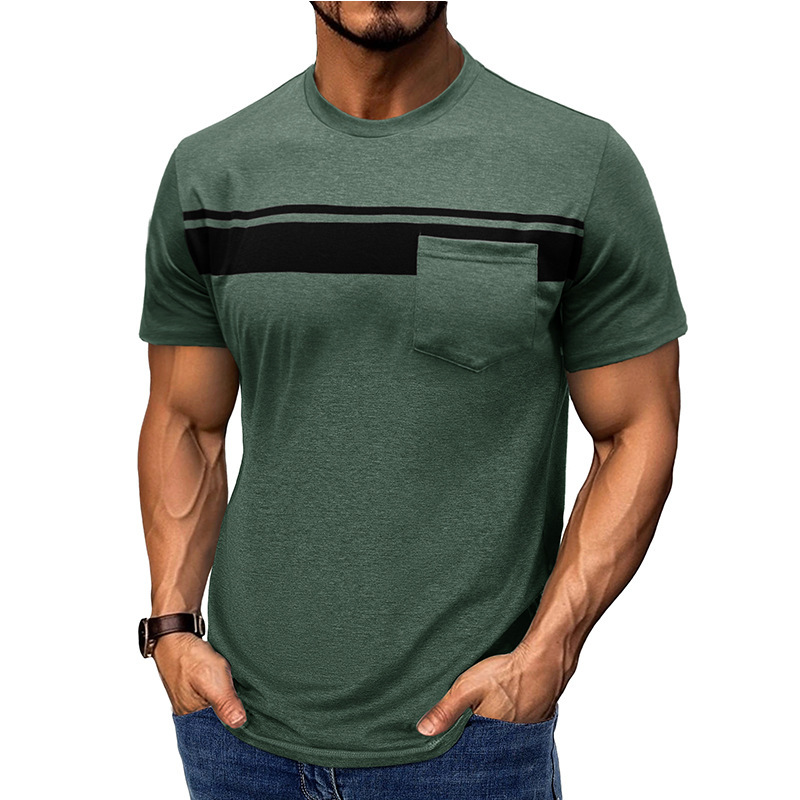 MARCO LUCA | Men's short-sleeved round neck T-shirt with stripe print