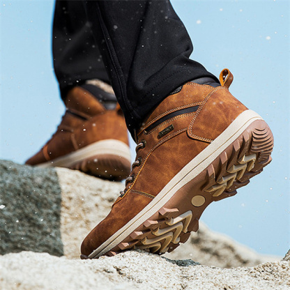 Mens Handmade Leather Mountaineering Outdoor Anti-ski Boots-caipcmall