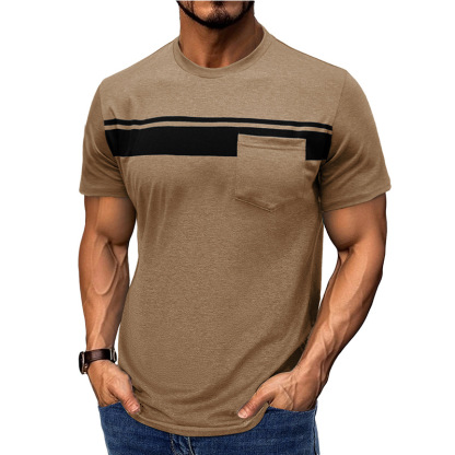 MARCO LUCA | Men's short-sleeved round neck T-shirt with stripe print