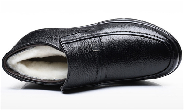 Men's Genuine Leather Comfort Shoes Fleece Lined Classic Loafers Winter Boots-caipcmall
