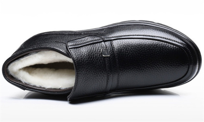 Men's Genuine Leather Comfort Shoes Fleece Lined Classic Loafers Winter Boots-caipcmall