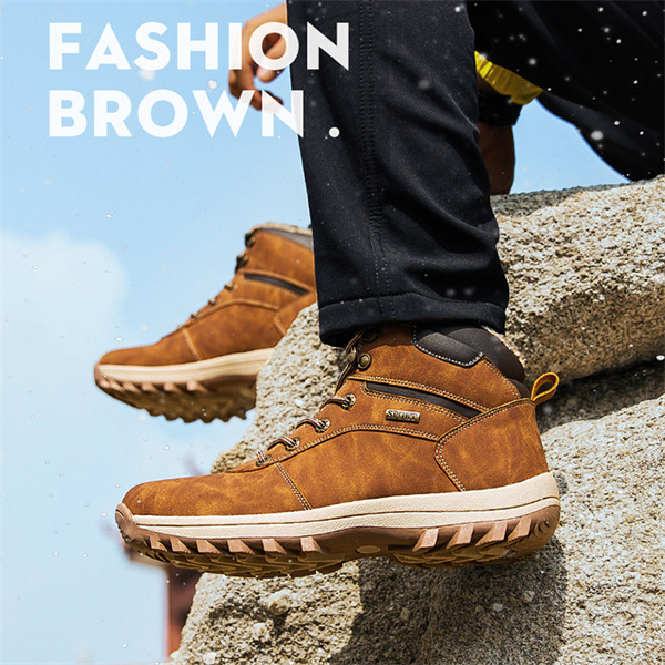 Mens Handmade Leather Mountaineering Outdoor Anti-ski Boots-caipcmall