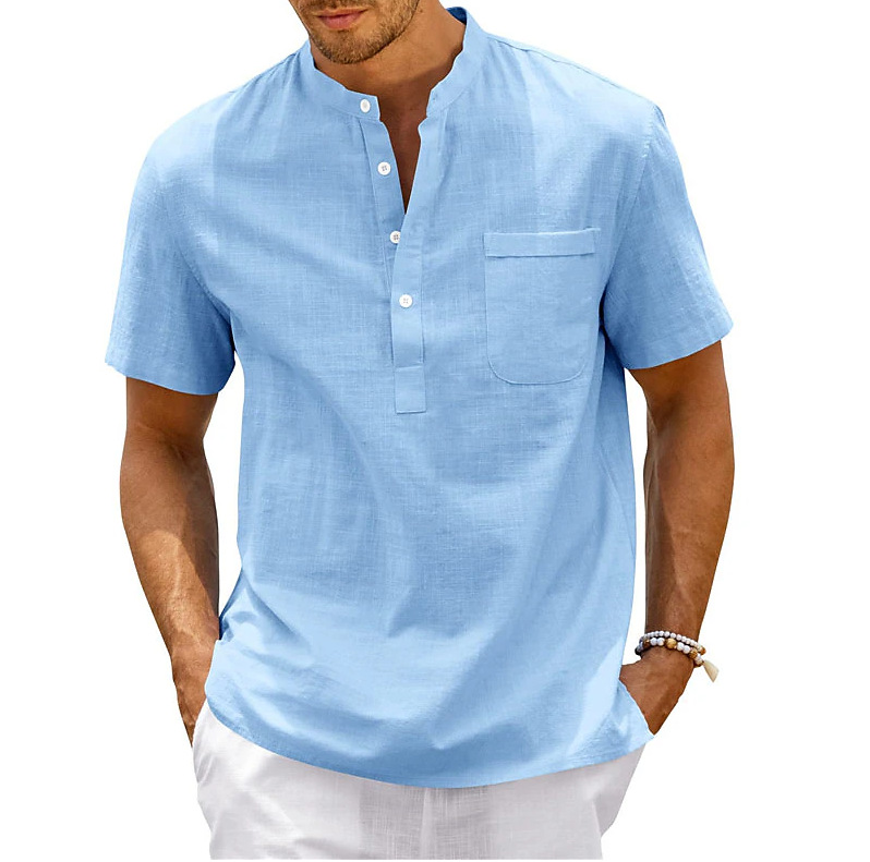 MARCO LUCA | Men's cotton and linen short-sleeved shirt