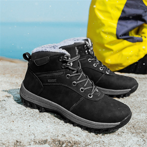 Mens Handmade Leather Mountaineering Outdoor Anti-ski Boots-caipcmall