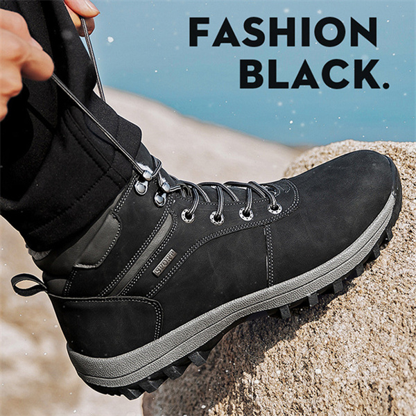 Mens Handmade Leather Mountaineering Outdoor Anti-ski Boots-caipcmall