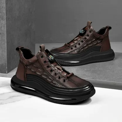 Men's Crocodile Print Height Lifting Non-Slip Casual Sneakers