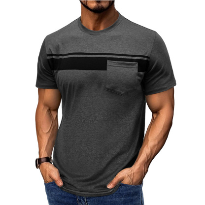 MARCO LUCA | Men's short-sleeved round neck T-shirt with stripe print