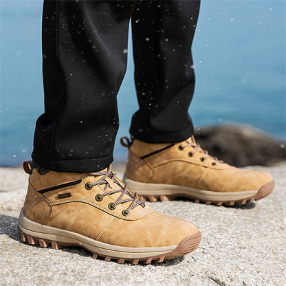 Mens Handmade Leather Mountaineering Outdoor Anti-ski Boots-caipcmall