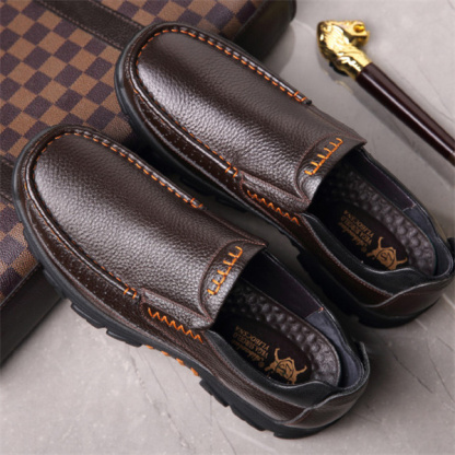 Mens Genuine Leather Waterproof Non-slip Soft Insole Casual Shoes-caipcmall