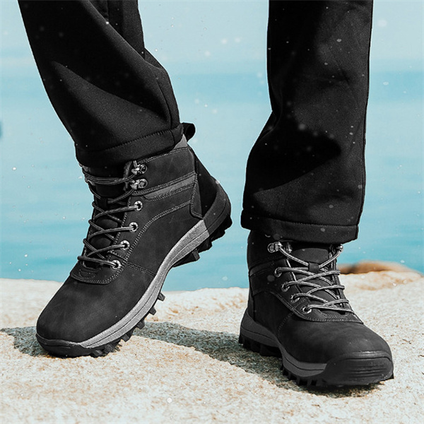 Mens Handmade Leather Mountaineering Outdoor Anti-ski Boots-caipcmall