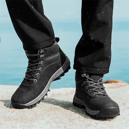 Mens Handmade Leather Mountaineering Outdoor Anti-ski Boots-caipcmall