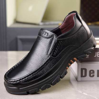 Mens Genuine Leather Waterproof Non-slip Soft Insole Casual Shoes-caipcmall
