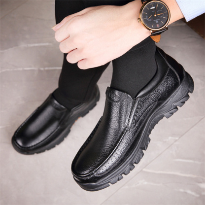Mens Genuine Leather Waterproof Non-slip Soft Insole Casual Shoes-caipcmall